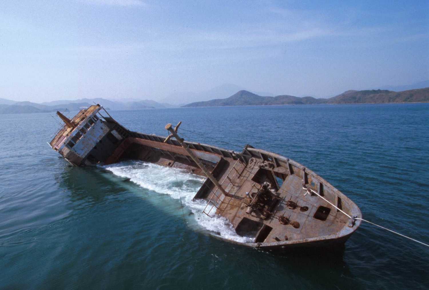 Photo of deployment of steel vessel artificial reef