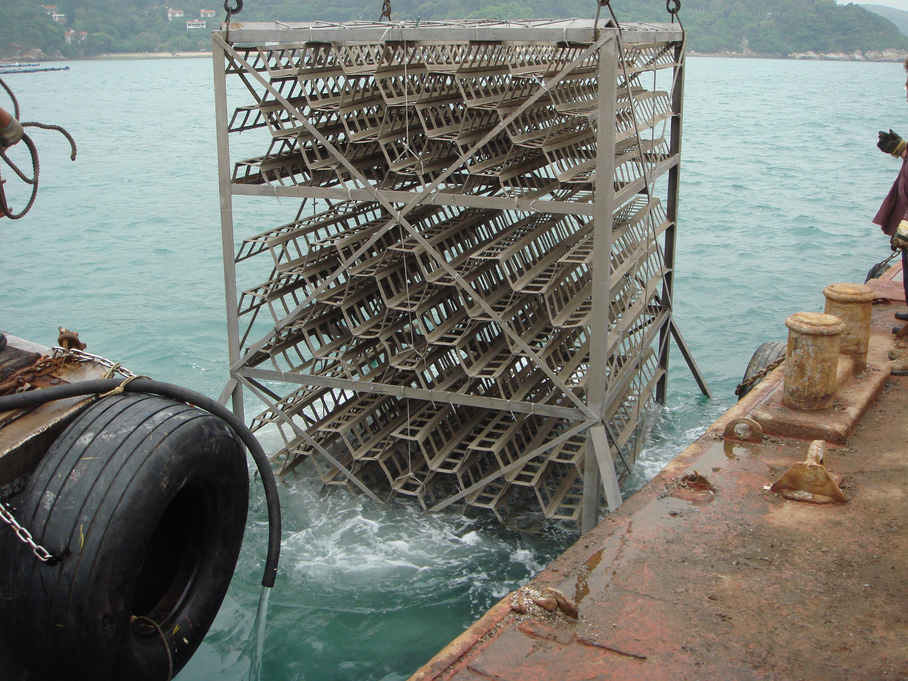 Photo of deployment of  biofilter