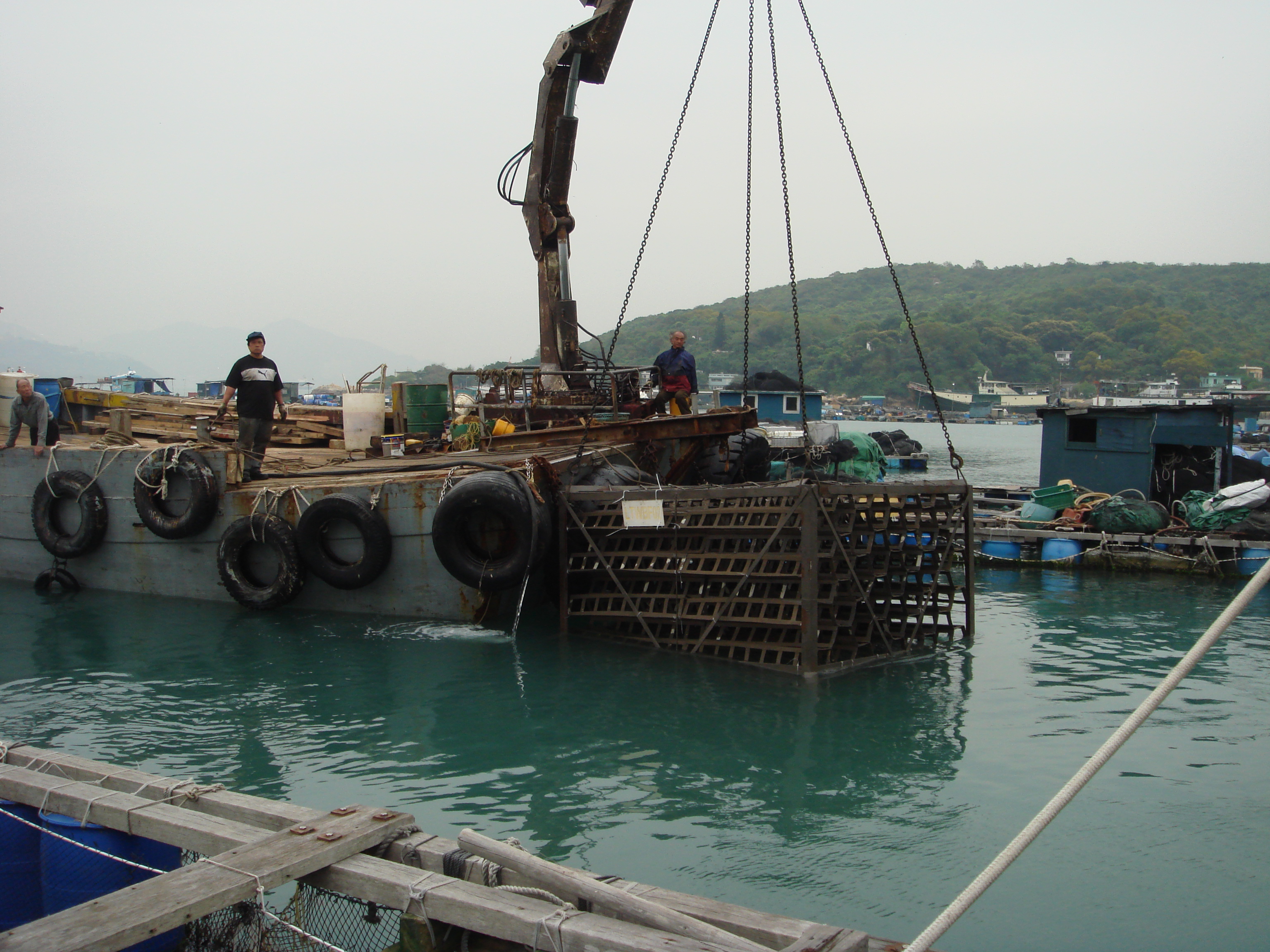 Photo of deployment of  biofilter