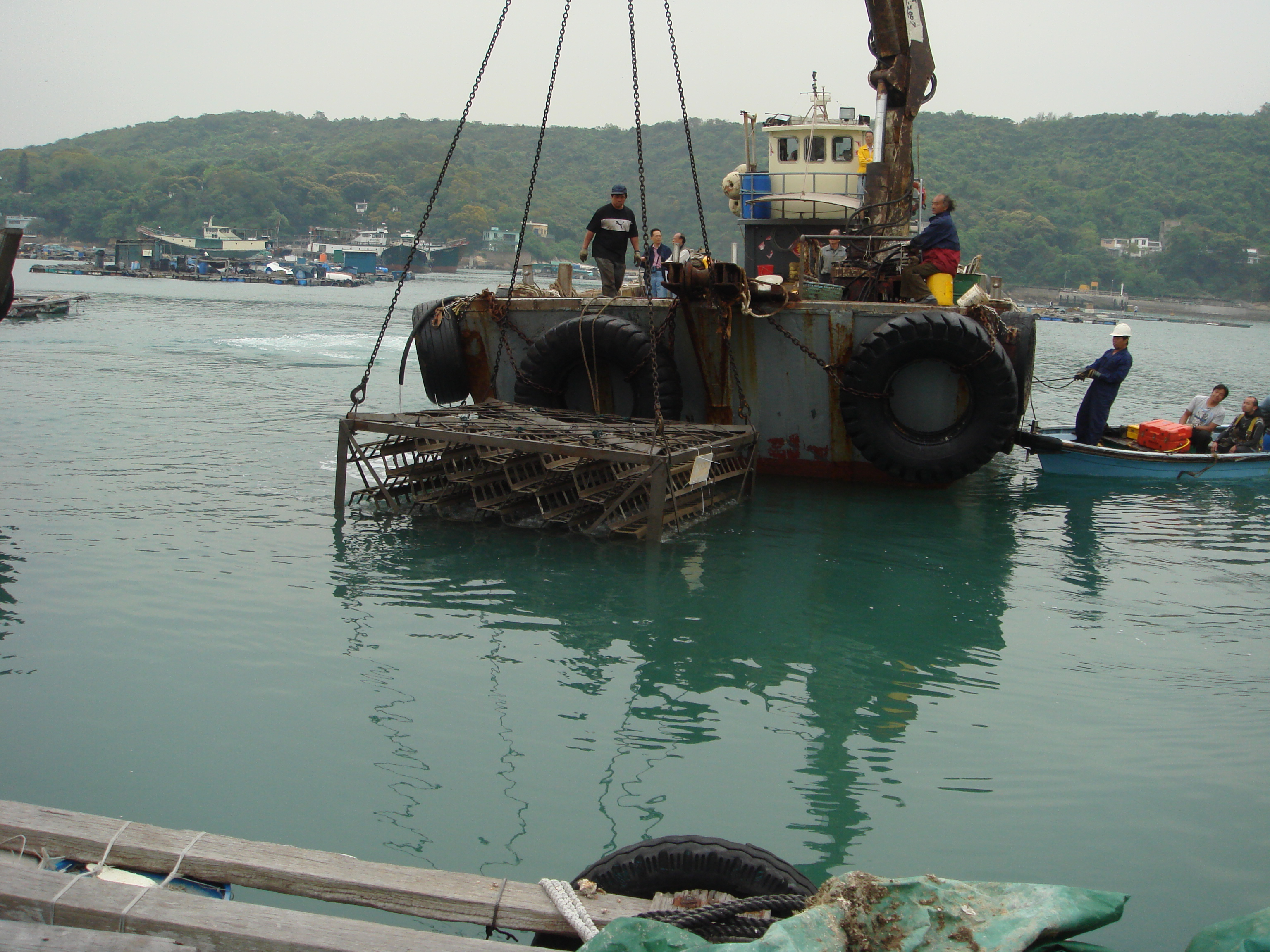 Photo of deployment of  biofilter