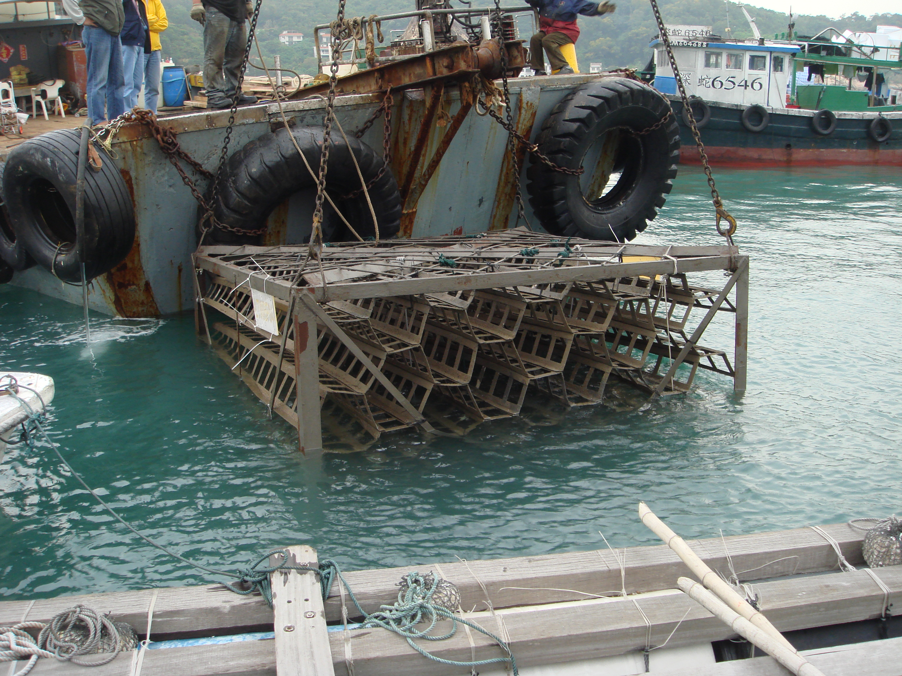 Photo of deployment of  biofilter
