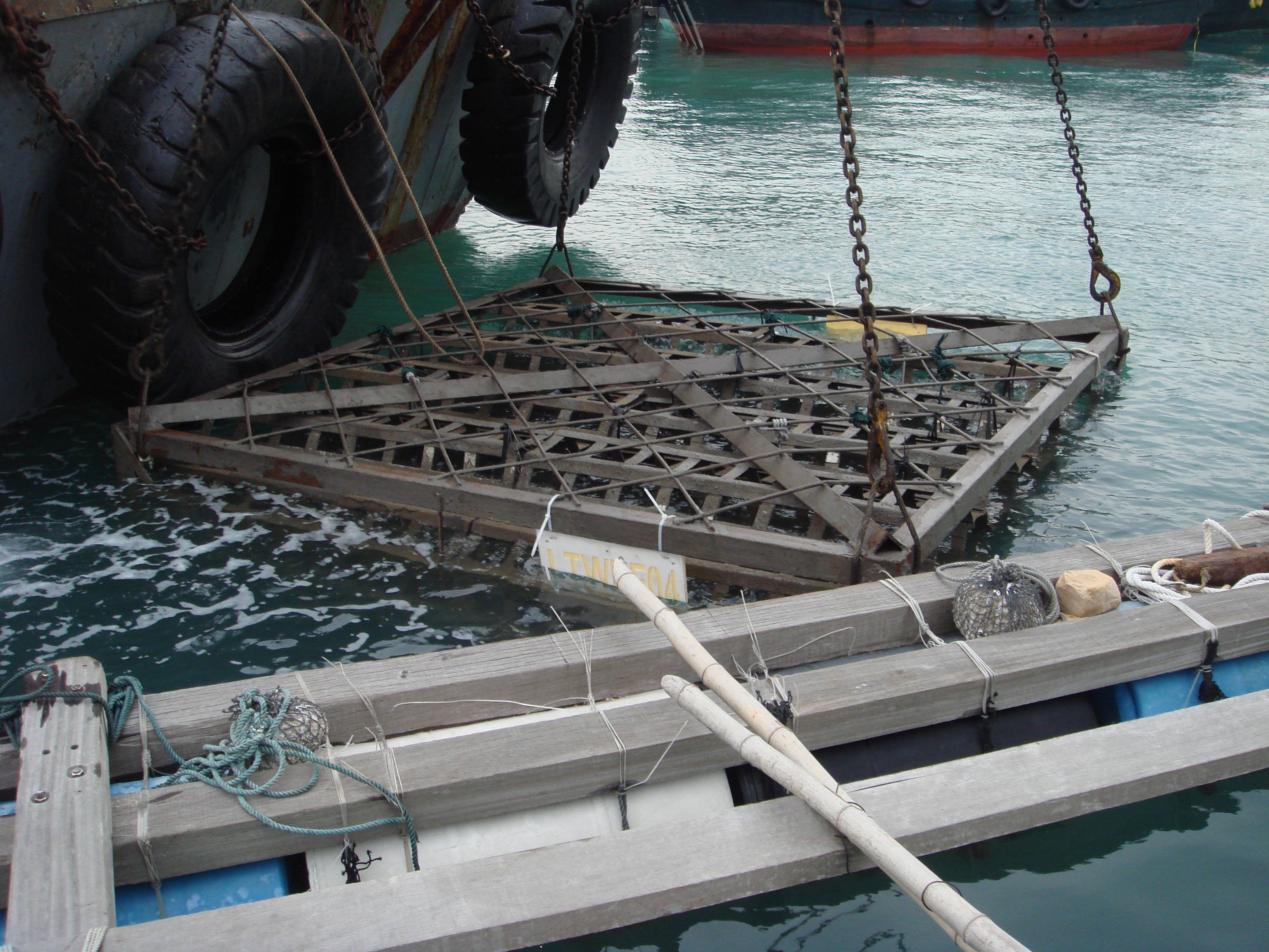 Photo of deployment of  biofilter