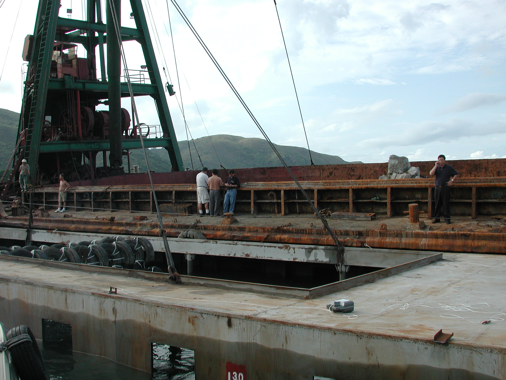 Photo of deployment of steel vessel artificial reef