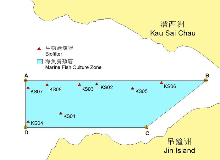 Map of the Kau Sai showing biofilter locations