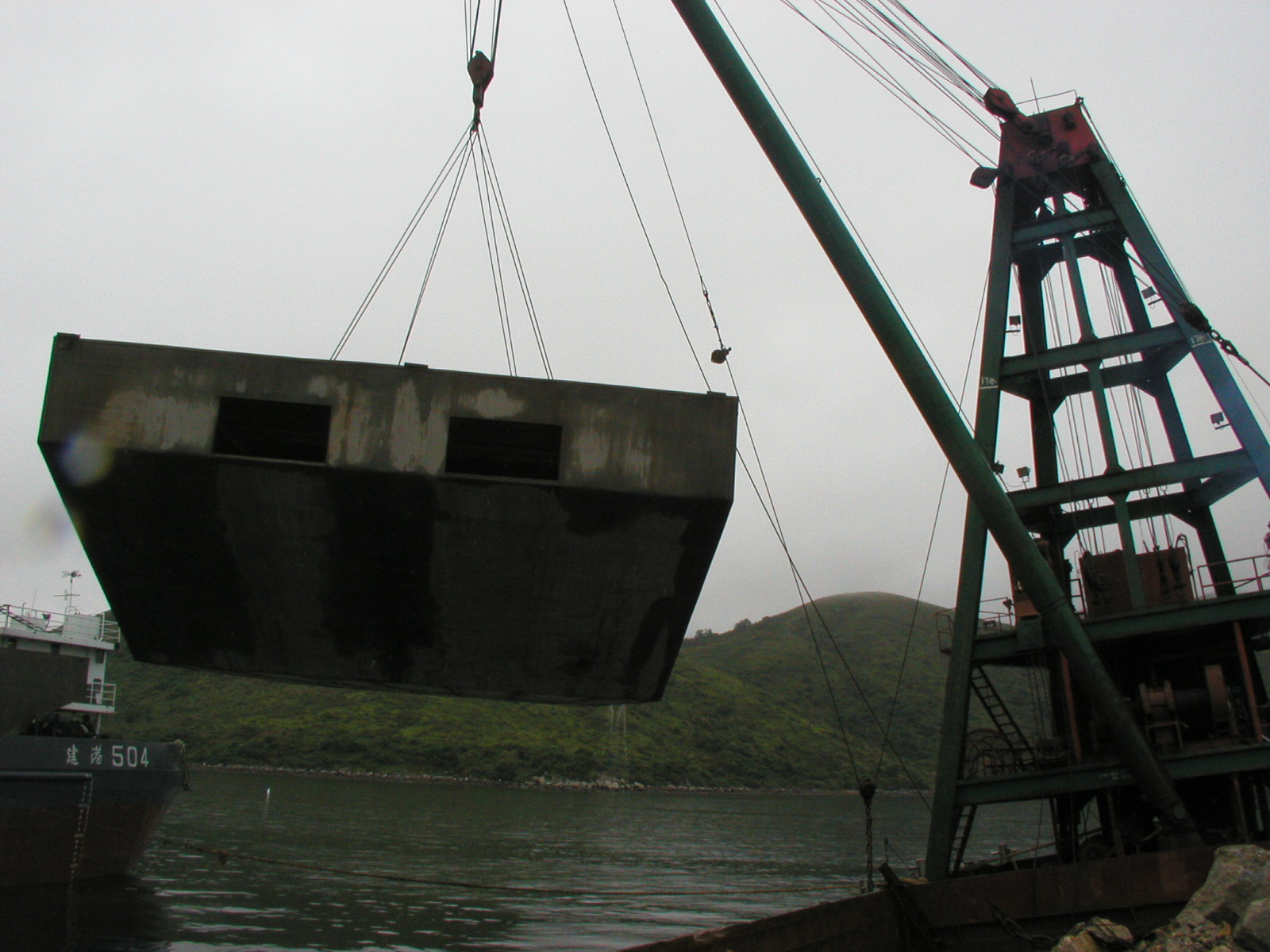 Photo of deployment of steel vessel artificial reef