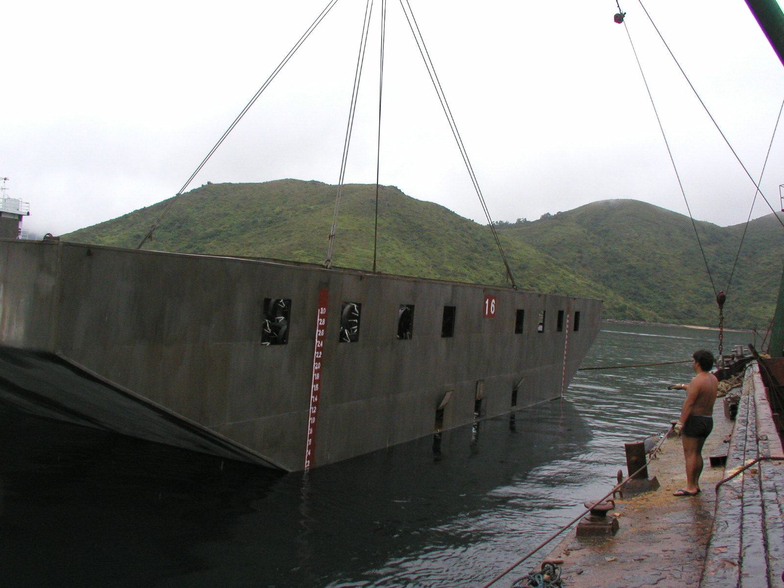 Photo of deployment of steel vessel artificial reef