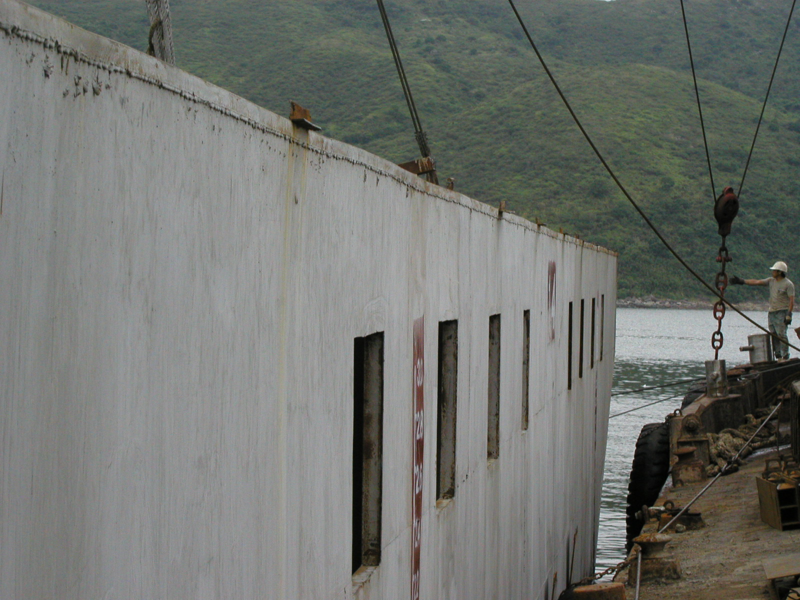 Photo of deployment of steel vessel artificial reef