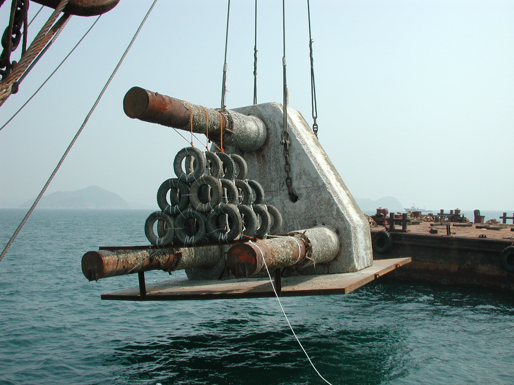 Photo of deployment of Redundant dolphin after modification