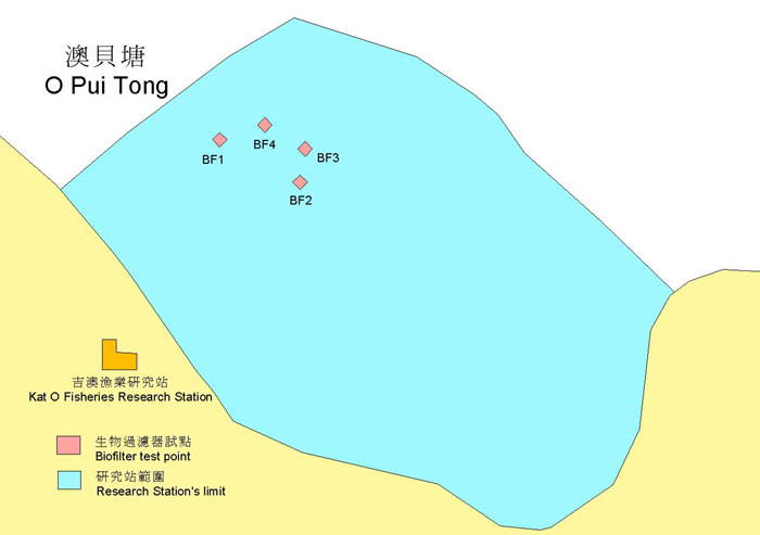 Map of the Kat O showing biofilter locations
