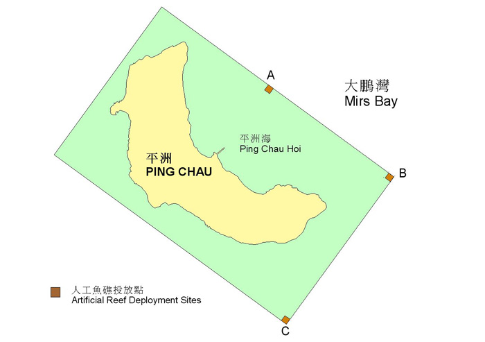 Map of the Tung Ping Chau showing AR location