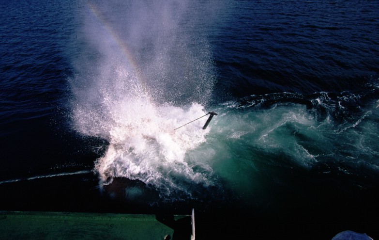 Photo of deployment of steel vessel artificial reef