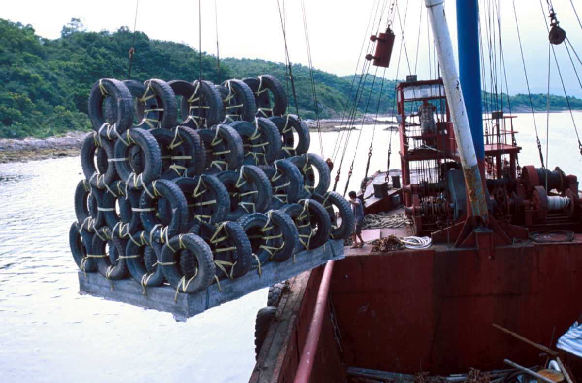 Photo of  4-layer pyramid used tyre deployment