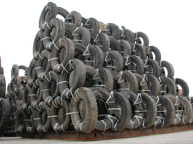 Photo of 5-layer pyramid used tyre