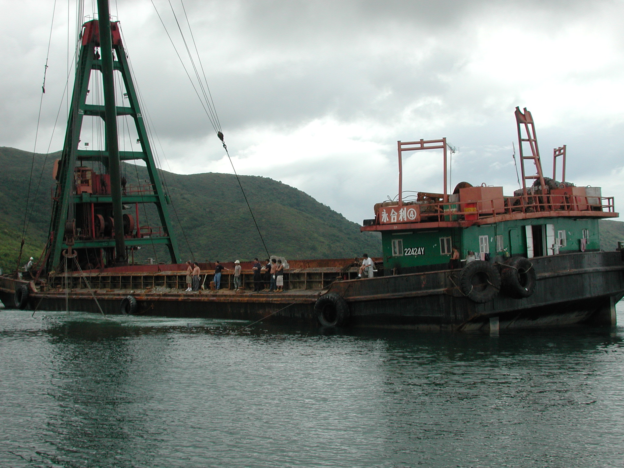 Photo of deployment of steel vessel artificial reef